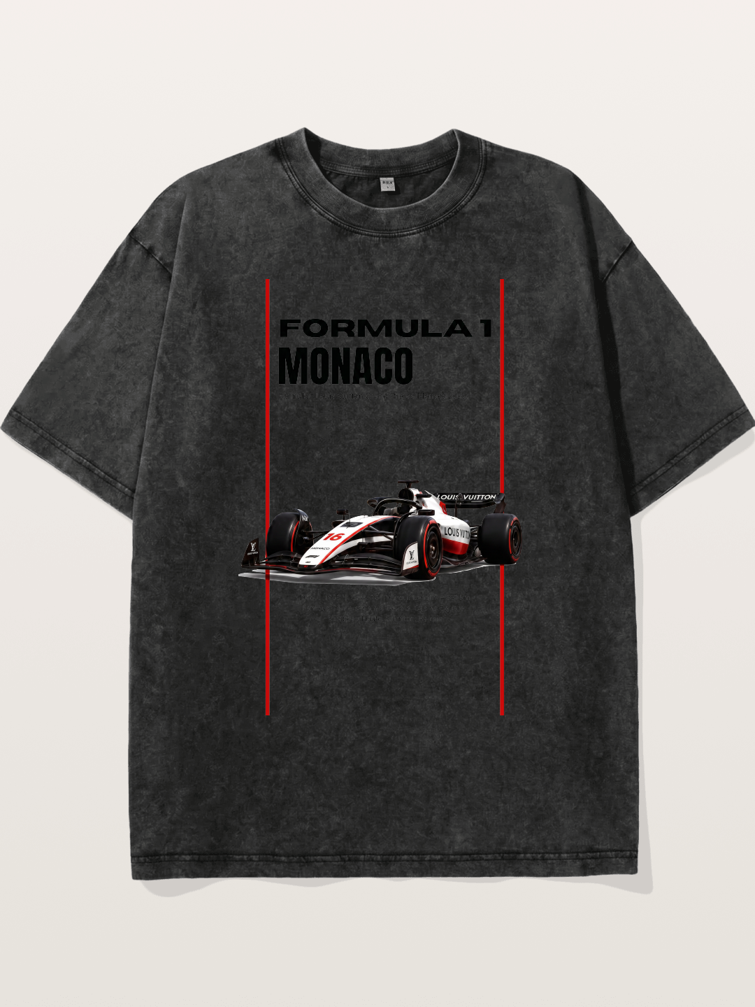 Minimal F1 Monaco Race Card Washed T-shirt