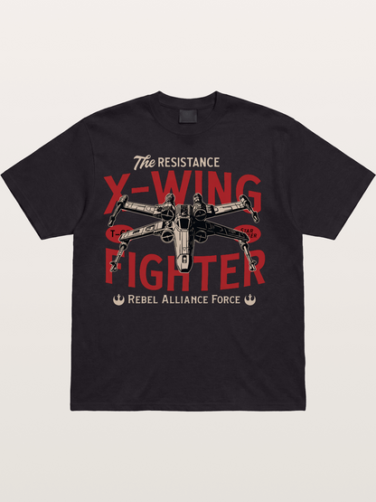 Resistance X-Wing Fighter Retro Design Cotton T-shirt