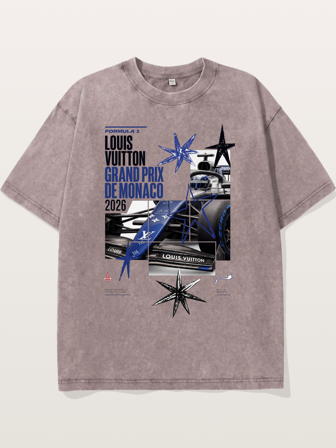 Blue LV F1 Monaco Poster Washed T-shirt