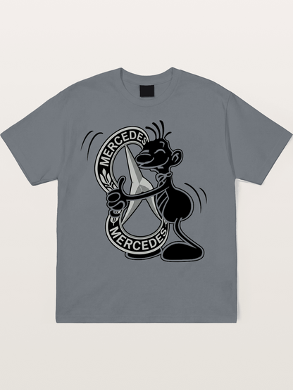 Character Holding Mercedes Emblem Cotton T-shirt