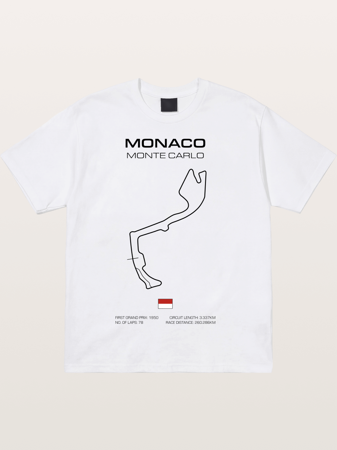 Monaco Circuit Minimal Line With Flag Cotton T-shirt