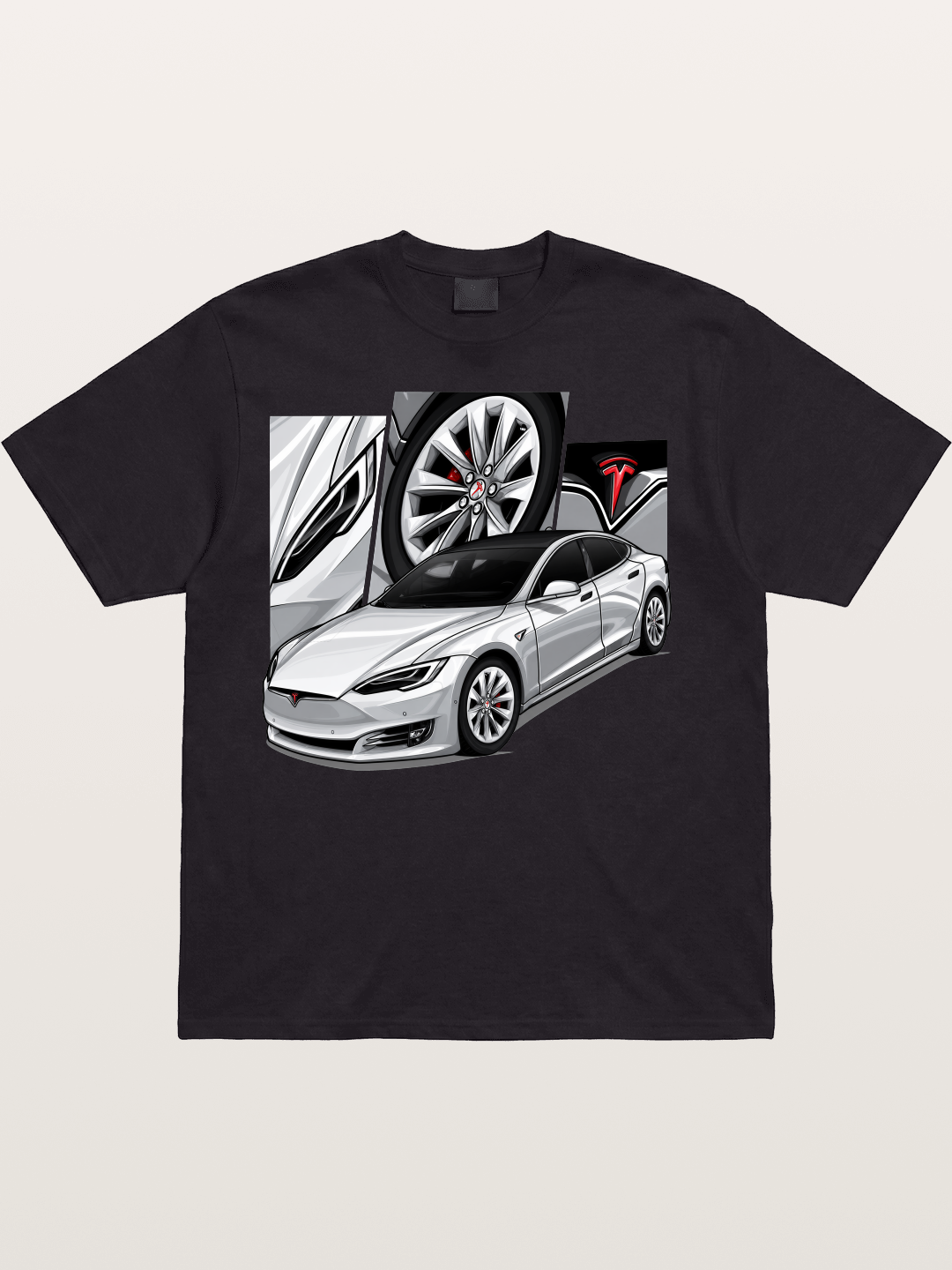 Tesla Model 3 Artwork Cotton T-shirt