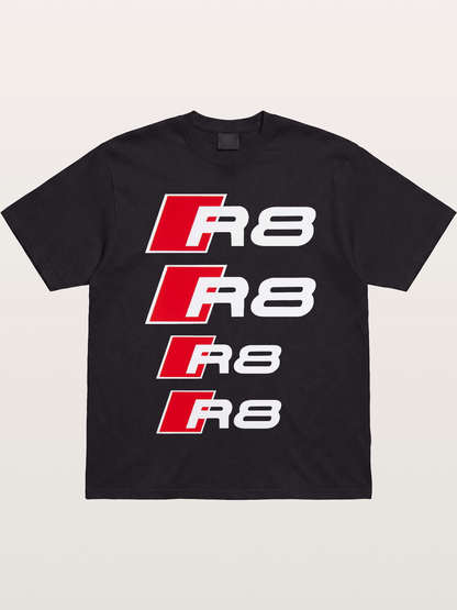 Audi R8 Red Repeated Text Gildan T-shirt
