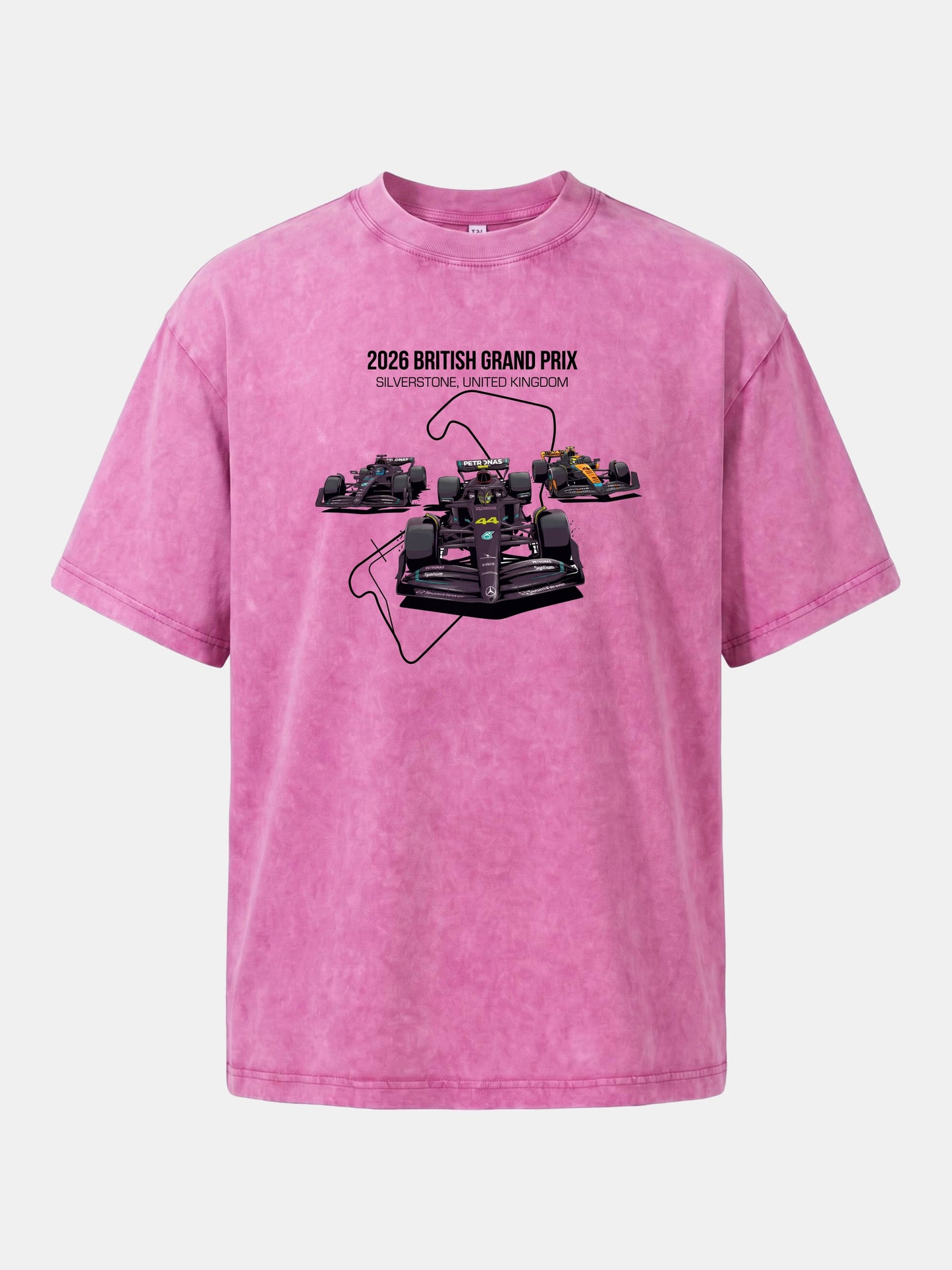 F1 Cars Silverstone Track Overlay Washed T-shirt