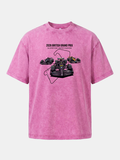 F1 Cars Silverstone Track Overlay Washed T-shirt