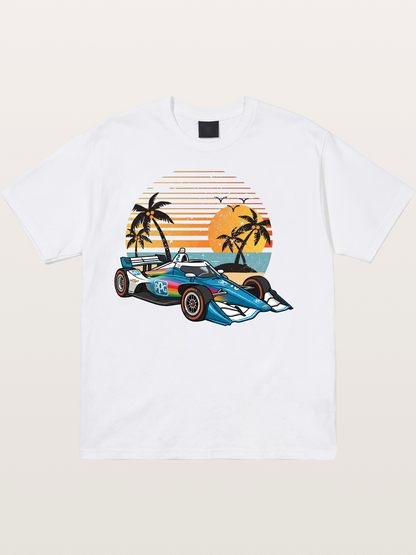 Palm Sunset Indy Car Classic Cotton T-shirt