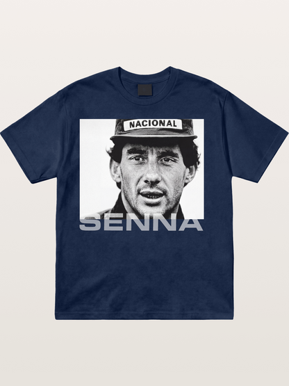 Ayrton Senna Black White Portrait Cotton T-shirt