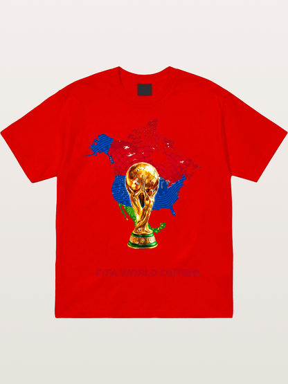 World Cup Trophy & Americas Map Cotton T-shirt