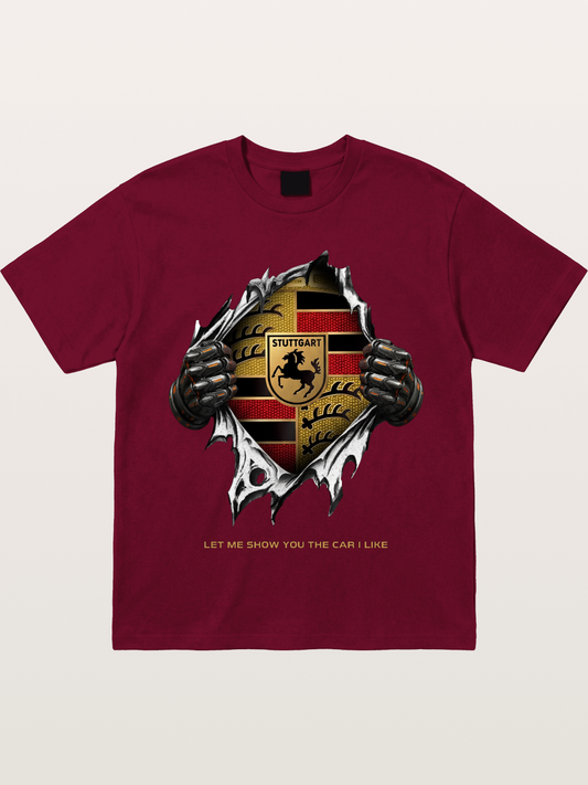Porsche Crest Tear Through Effect Gildan T-shirt