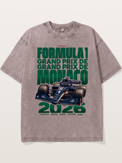 Navy Monaco F1 Grand Prix Art Washed T-shirt
