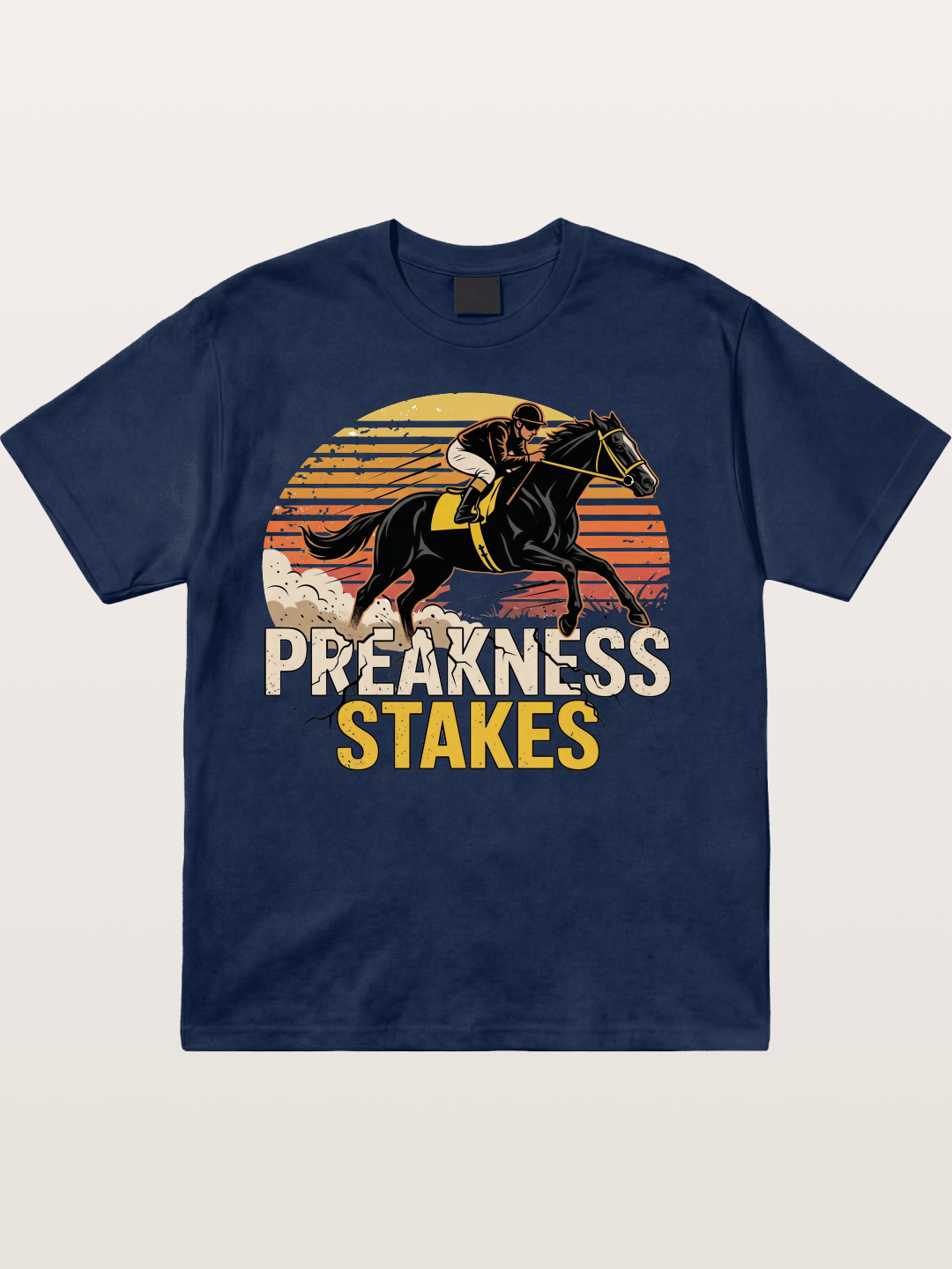 Preakness Stakes Retro Sunset Print Cotton T-shirt