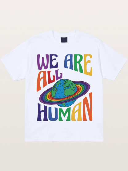 We Are All Human Rainbow Earth Design Gildan T-shirt