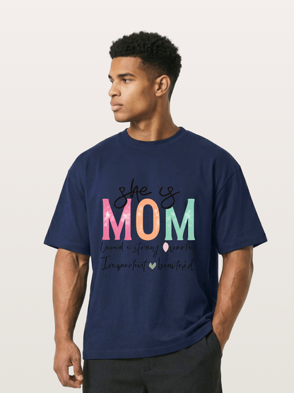 She is Mom Boho Pastel Print Gildan T-shirt