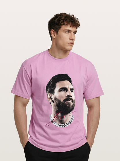 Messi Black White Signature Portrait Gildan T-shirt