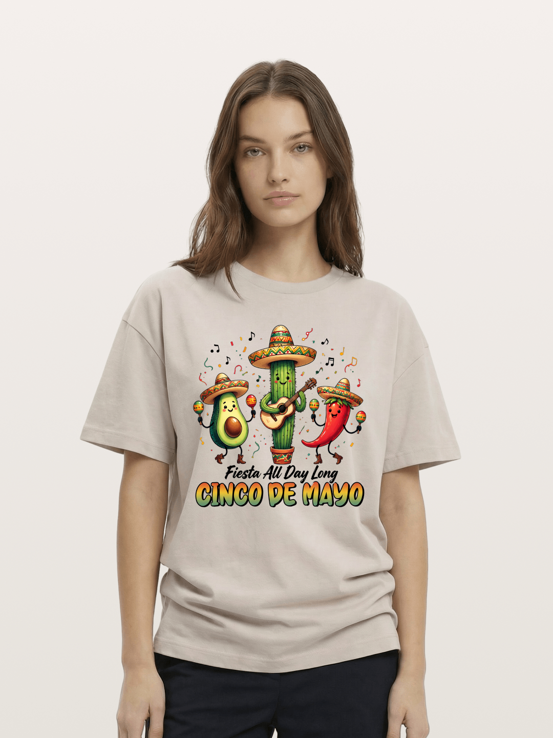 Mexican Fiesta Cartoon Characters Cotton T-shirt