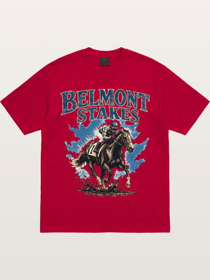 Belmont Stakes Mud Splash Poster Gildan T-shirt