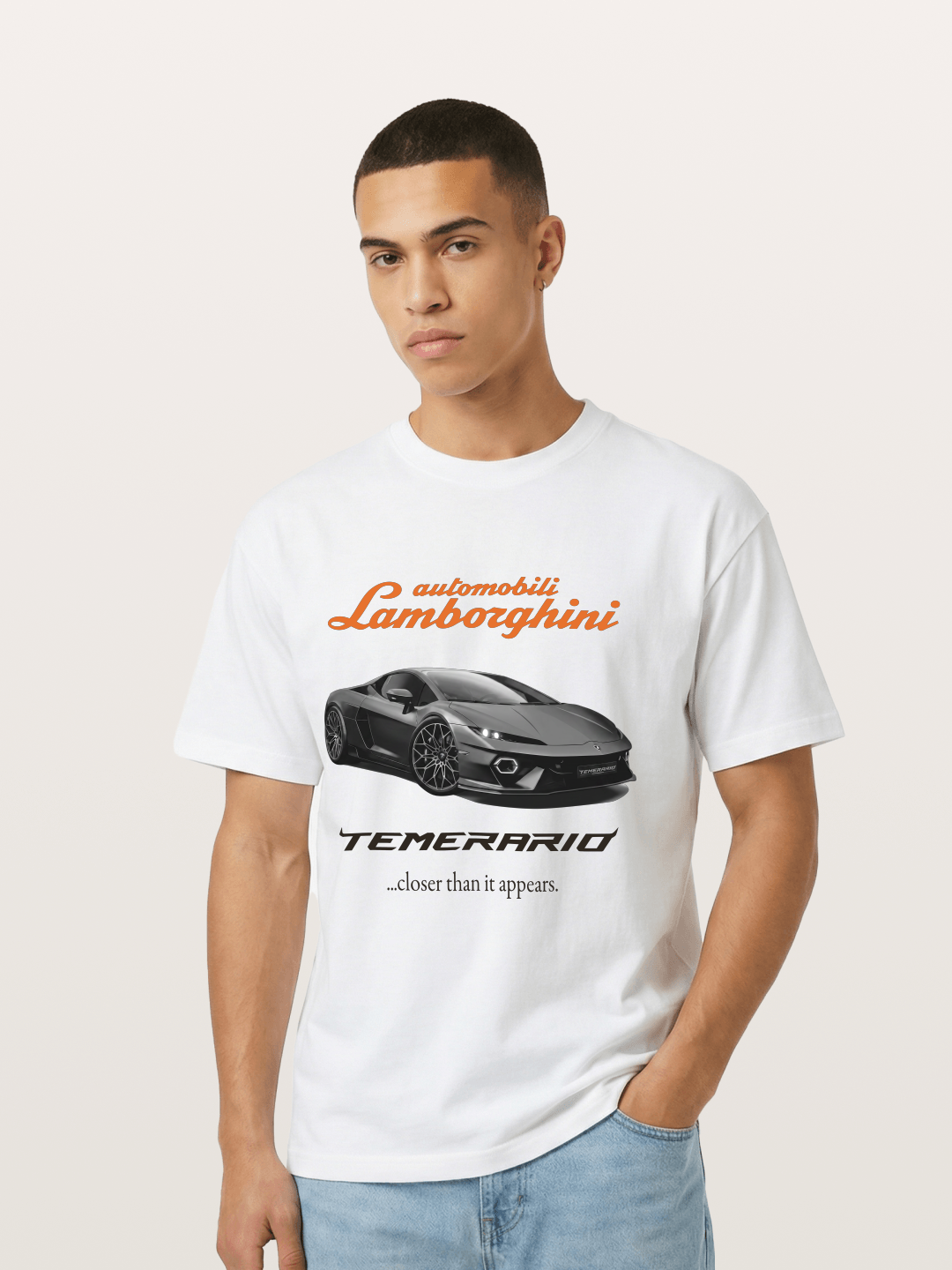 Lamborghini Temerario Grey Sports Car Gildan T-shirt