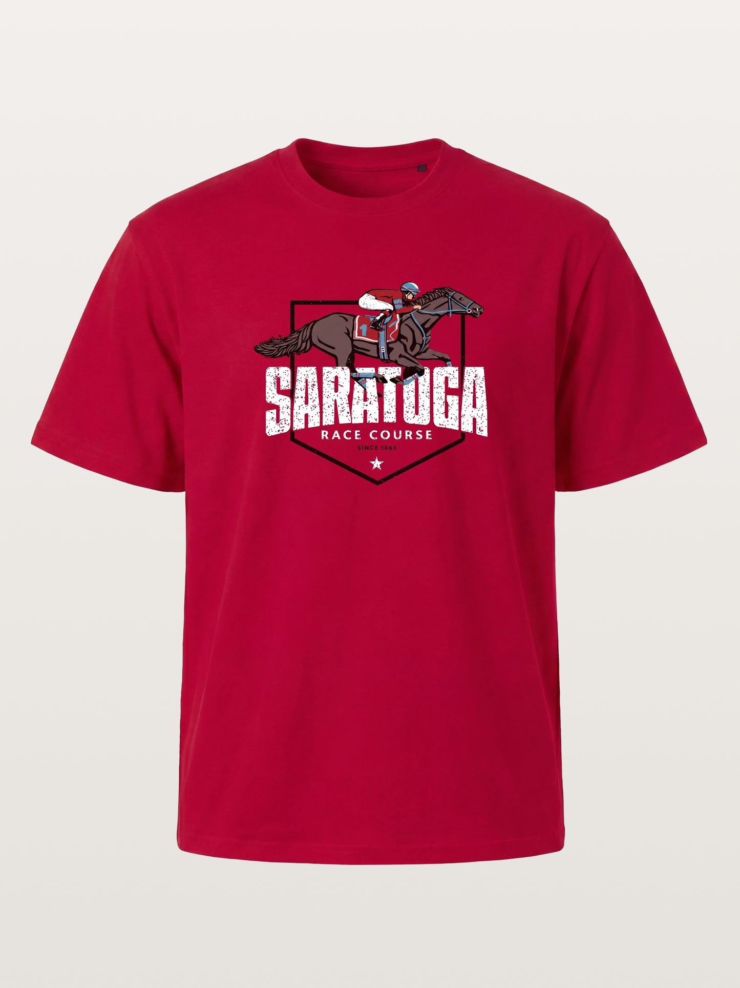 Saratoga Jockey And Horse Illustration Gildan T-shirt