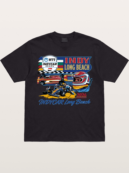 IndyCar Long Beach Vintage Art Gildan T-shirt