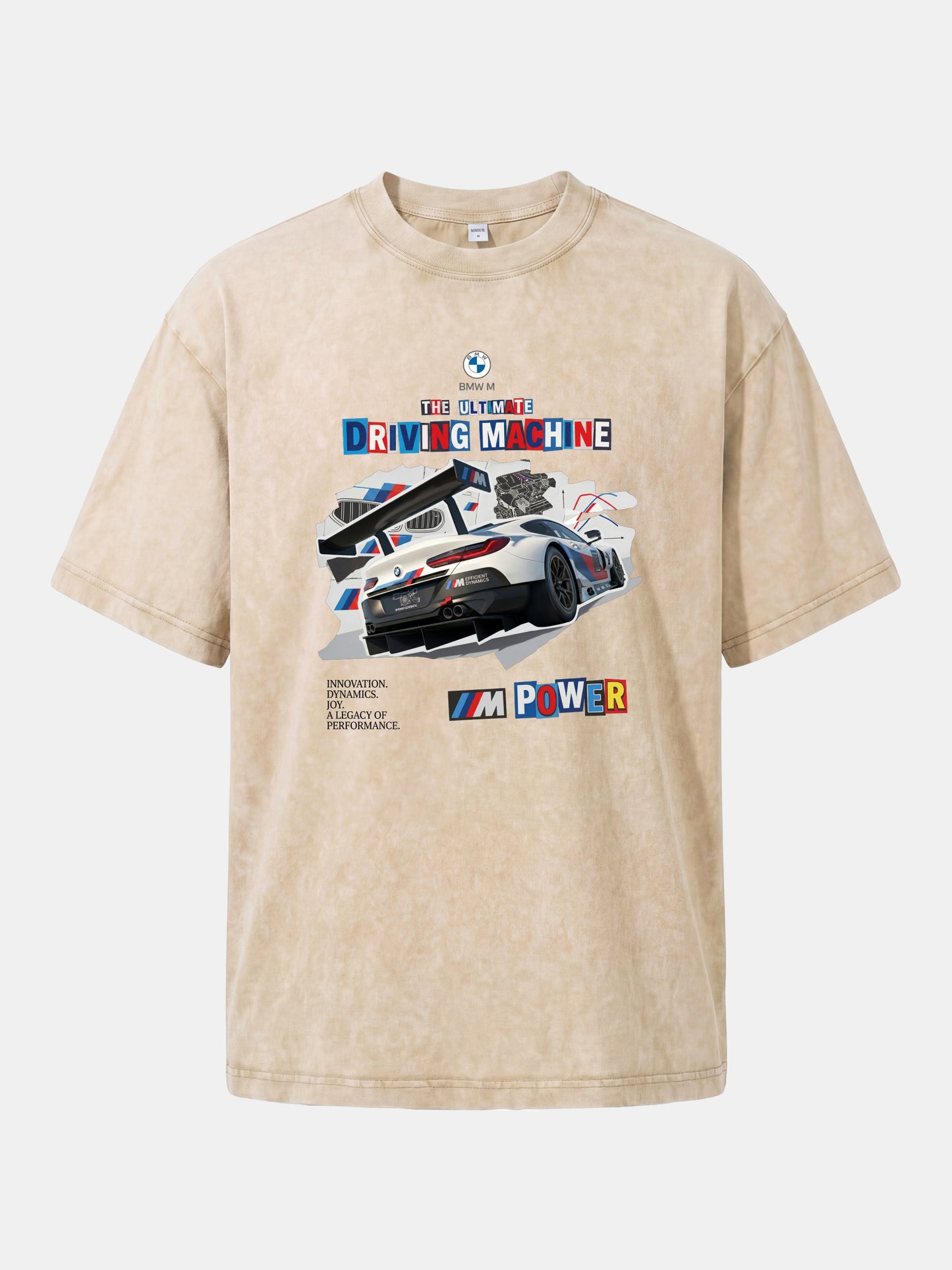 BMW M Power Race Car Art Washed T-shirt