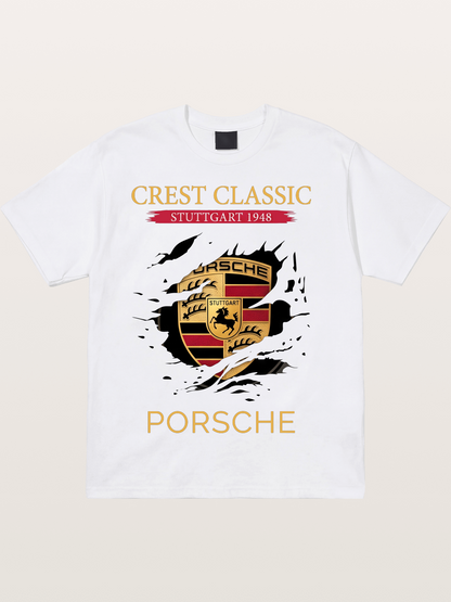 Porsche Stuttgart Tear Logo Cotton T-shirt