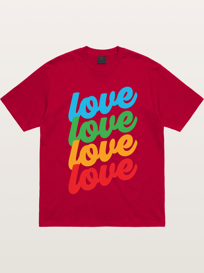 Love Is Love Stacked Rainbow Gildan T-shirt