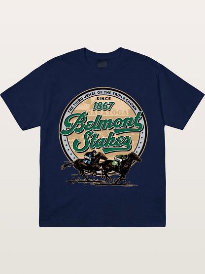 Belmont Stakes Two Horses Racing Gildan T-shirt
