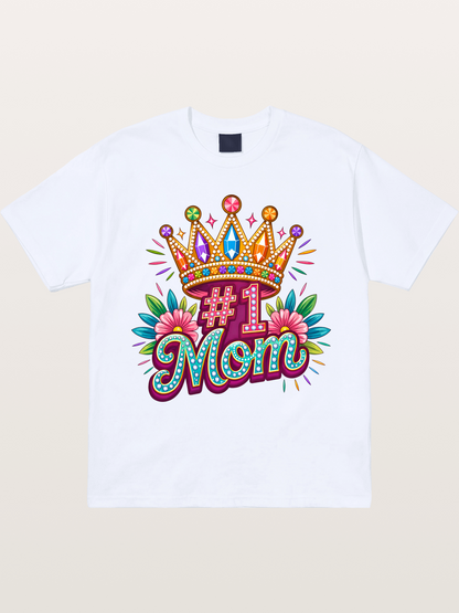 #1 Mom Crown Floral Graphic Gildan T-shirt