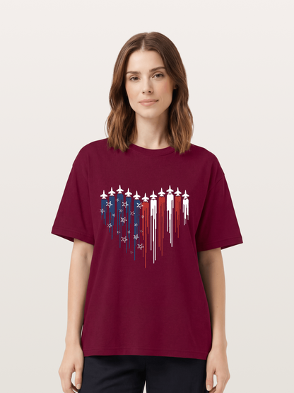 American Flag Paint Drip Design Gildan T-shirt