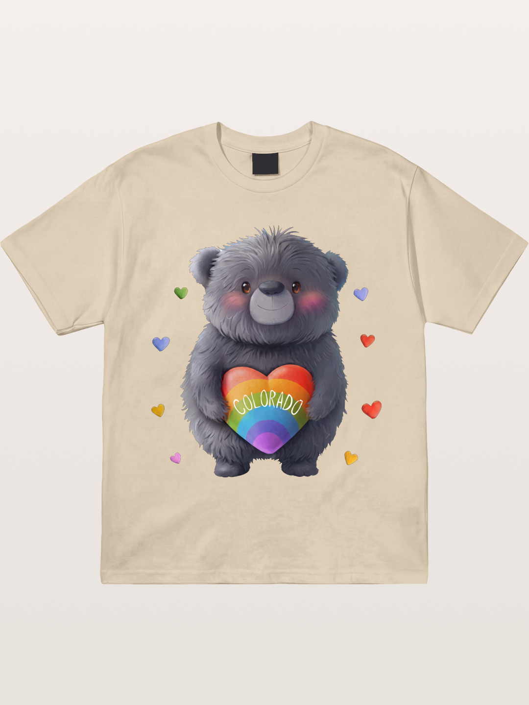 Colorado Pride Bear With Rainbow Heart Gildan T-shirt