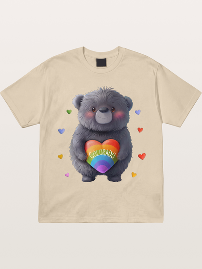 Colorado Pride Bear With Rainbow Heart Gildan T-shirt
