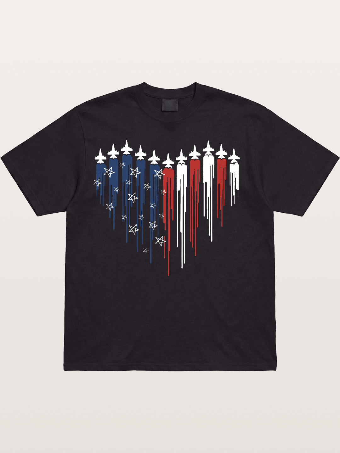American Flag Paint Drip Design Cotton T-shirt