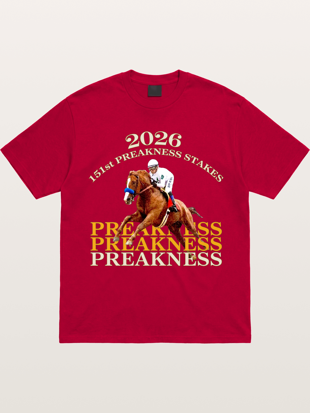 151st Preakness Jockey on Chestnut Horse Gildan T-shirt