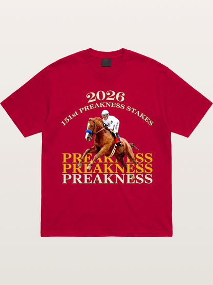 151st Preakness Jockey on Chestnut Horse Gildan T-shirt