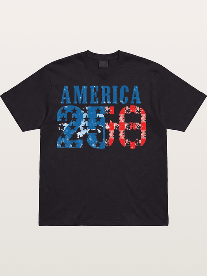America 250 Grunge Typography Cotton T-shirt