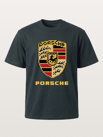 Pixel Mosaic Porsche Crest Emblem Gildan T-shirt