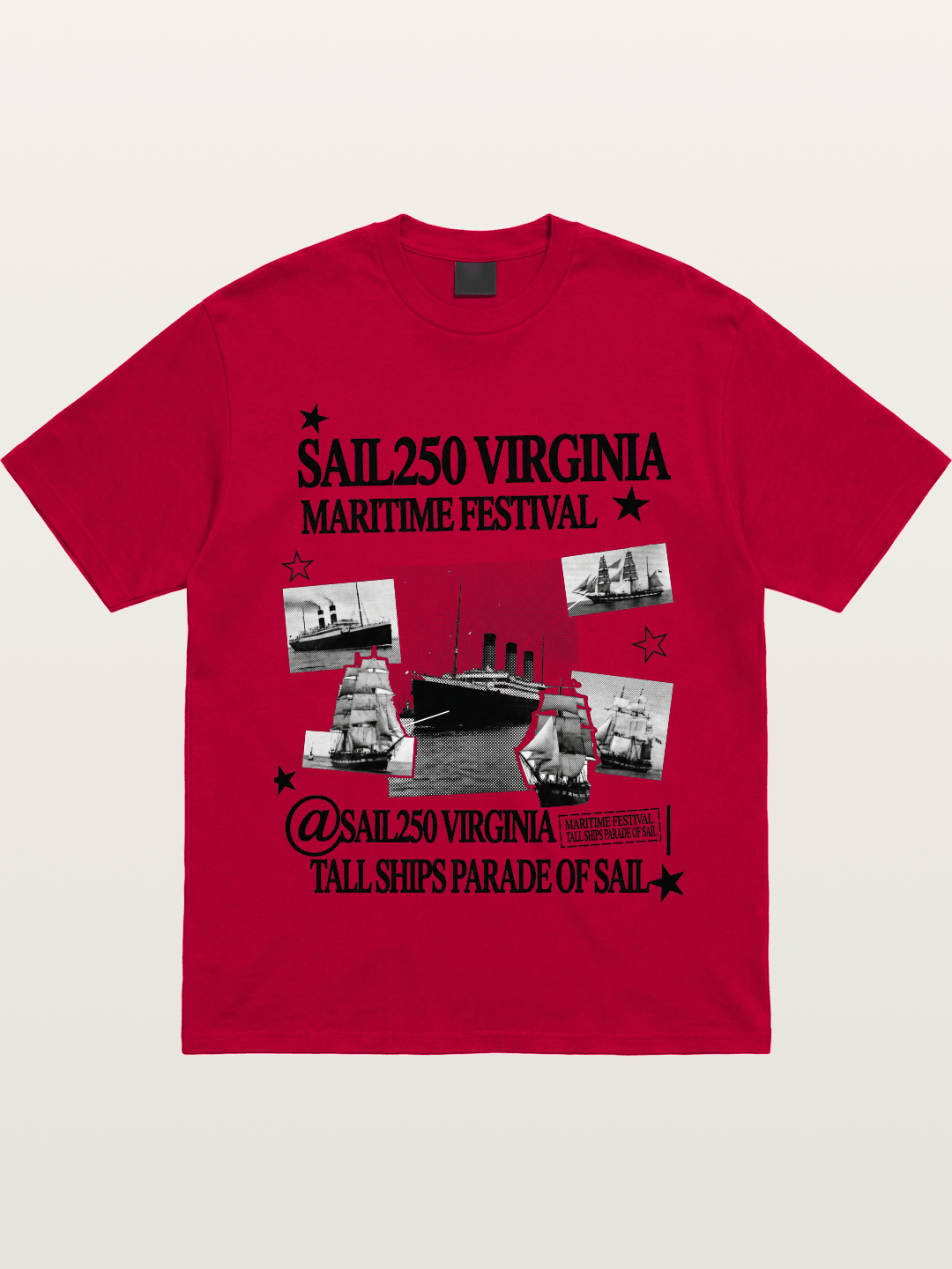 Collage Black White Sailboat Card Gildan T-shirt