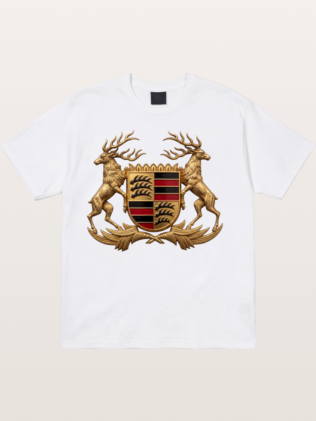 Porsche Crest Deer Artwork Cotton T-shirt