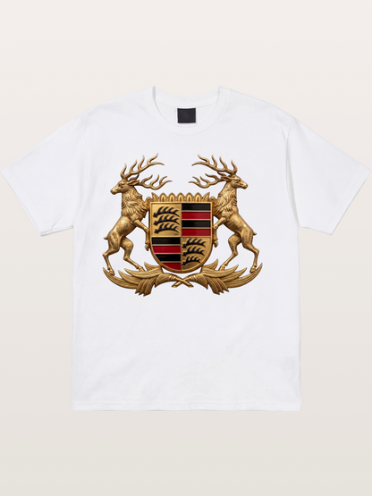 Porsche Crest Deer Artwork Cotton T-shirt