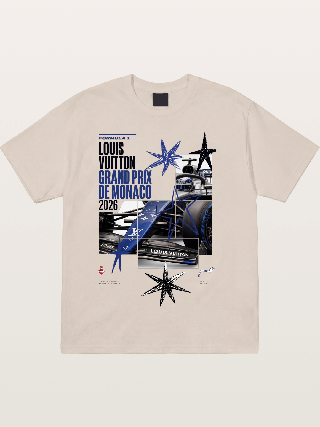 Blue LV F1 Monaco Poster Cotton T-shirt