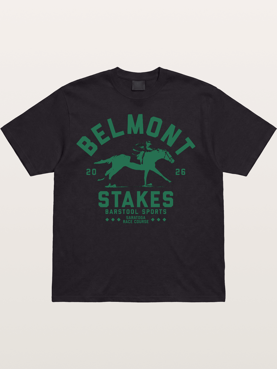 Belmont Stakes Horse Rider Silhouette Cotton T-shirt