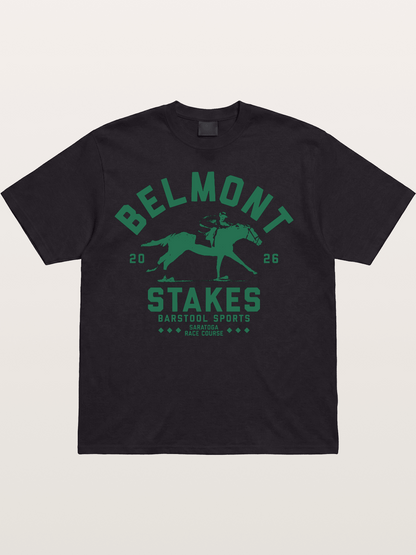 Belmont Stakes Horse Rider Silhouette Cotton T-shirt