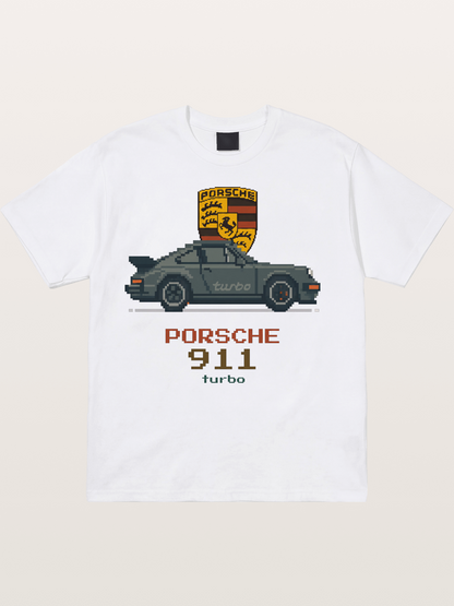 Porsche 911 Turbo Pixel Art Cotton T-shirt