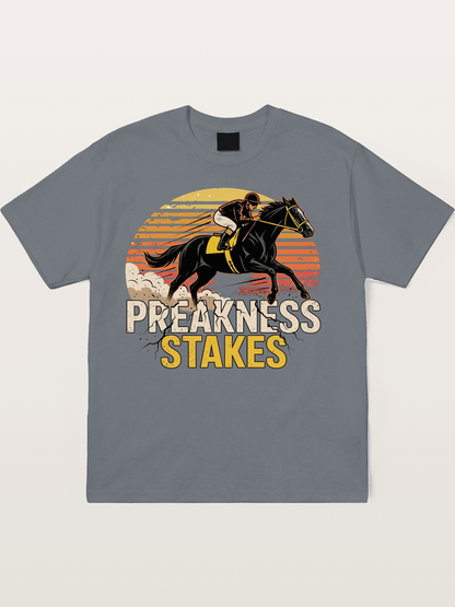 Preakness Stakes Retro Sunset Print Cotton T-shirt