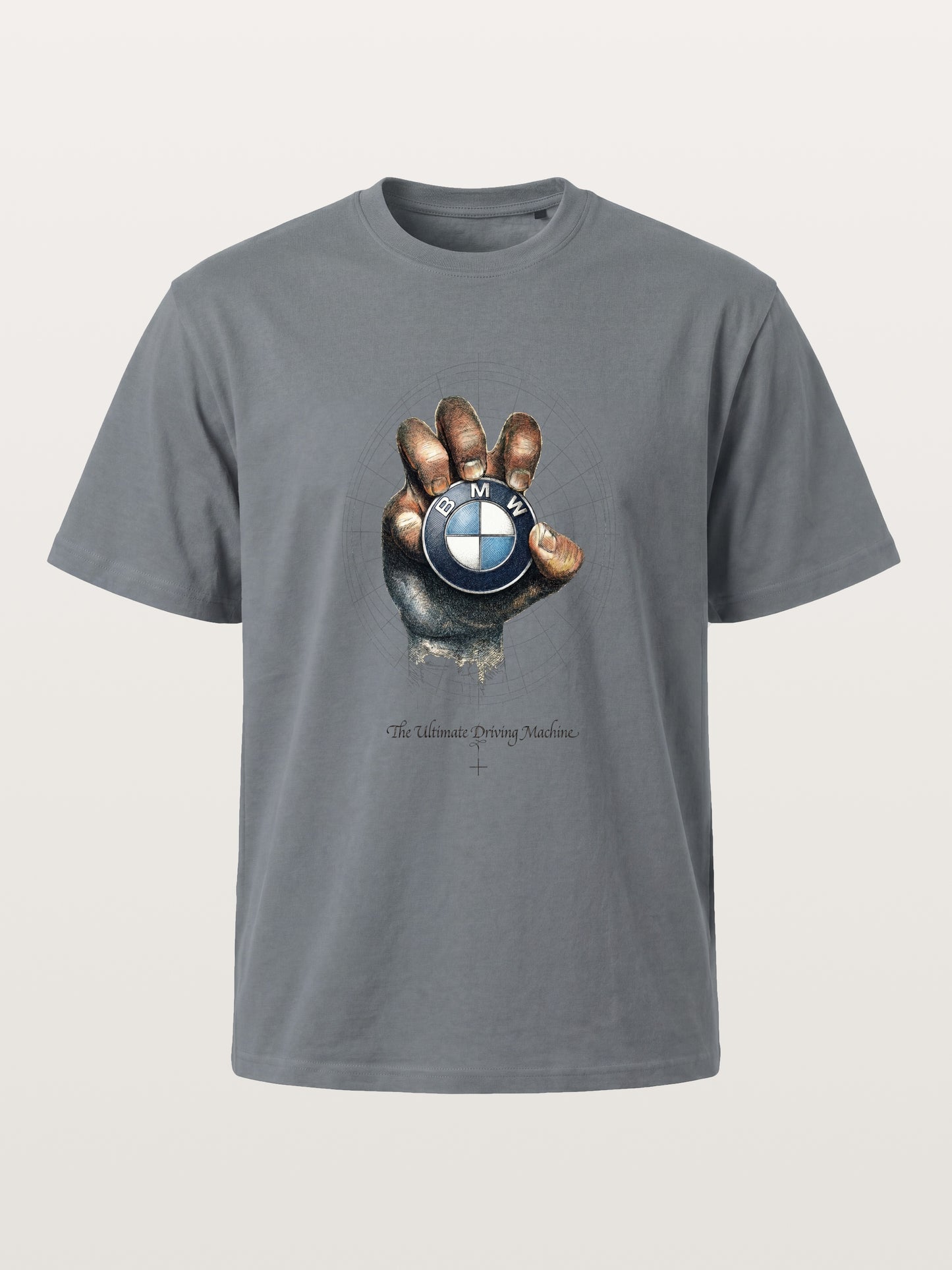 Hand Holding BMW Logo Sketch Cotton T-shirt