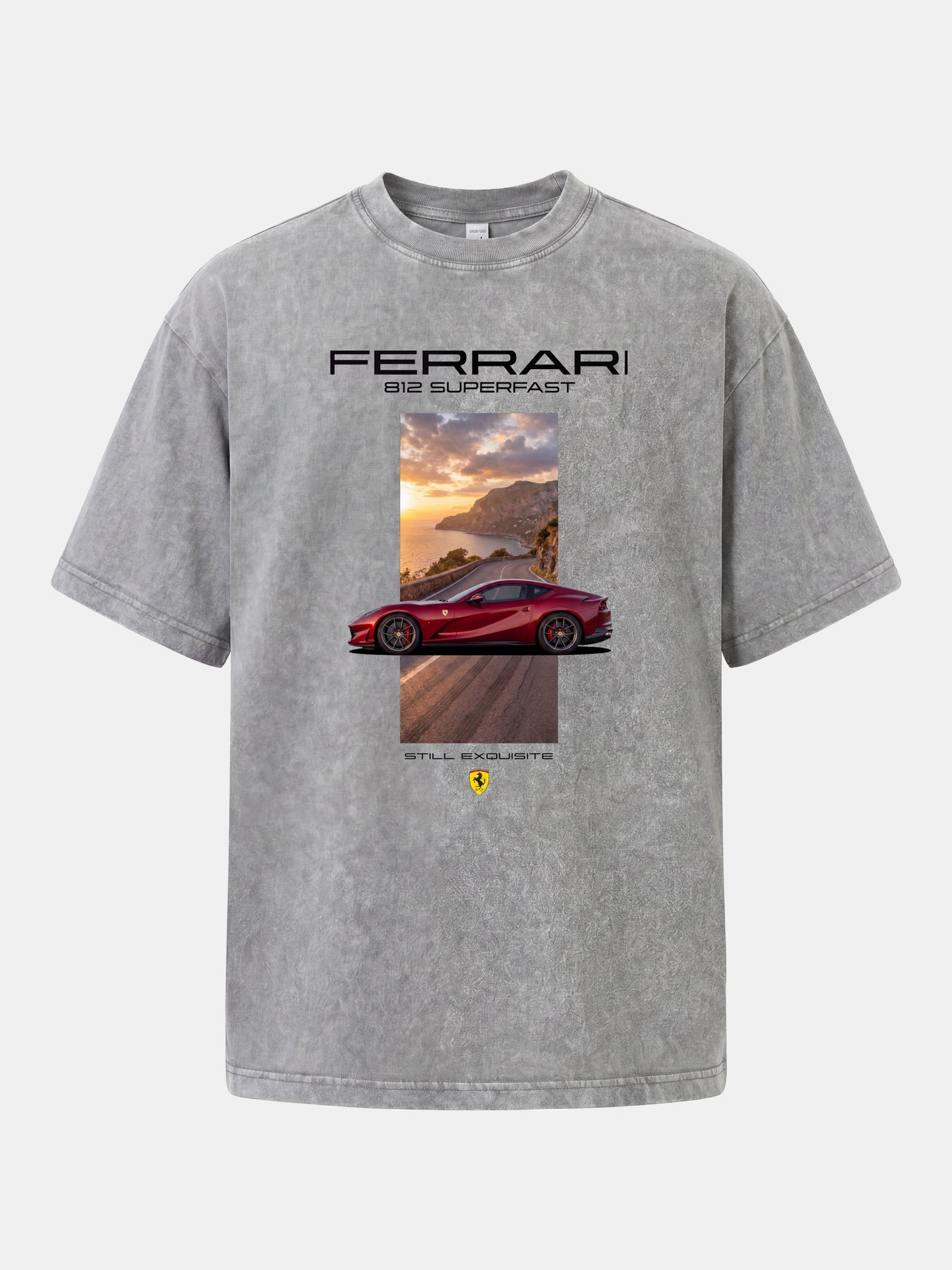 Ferrari 812 Tuscan Road Print Washed T-shirt