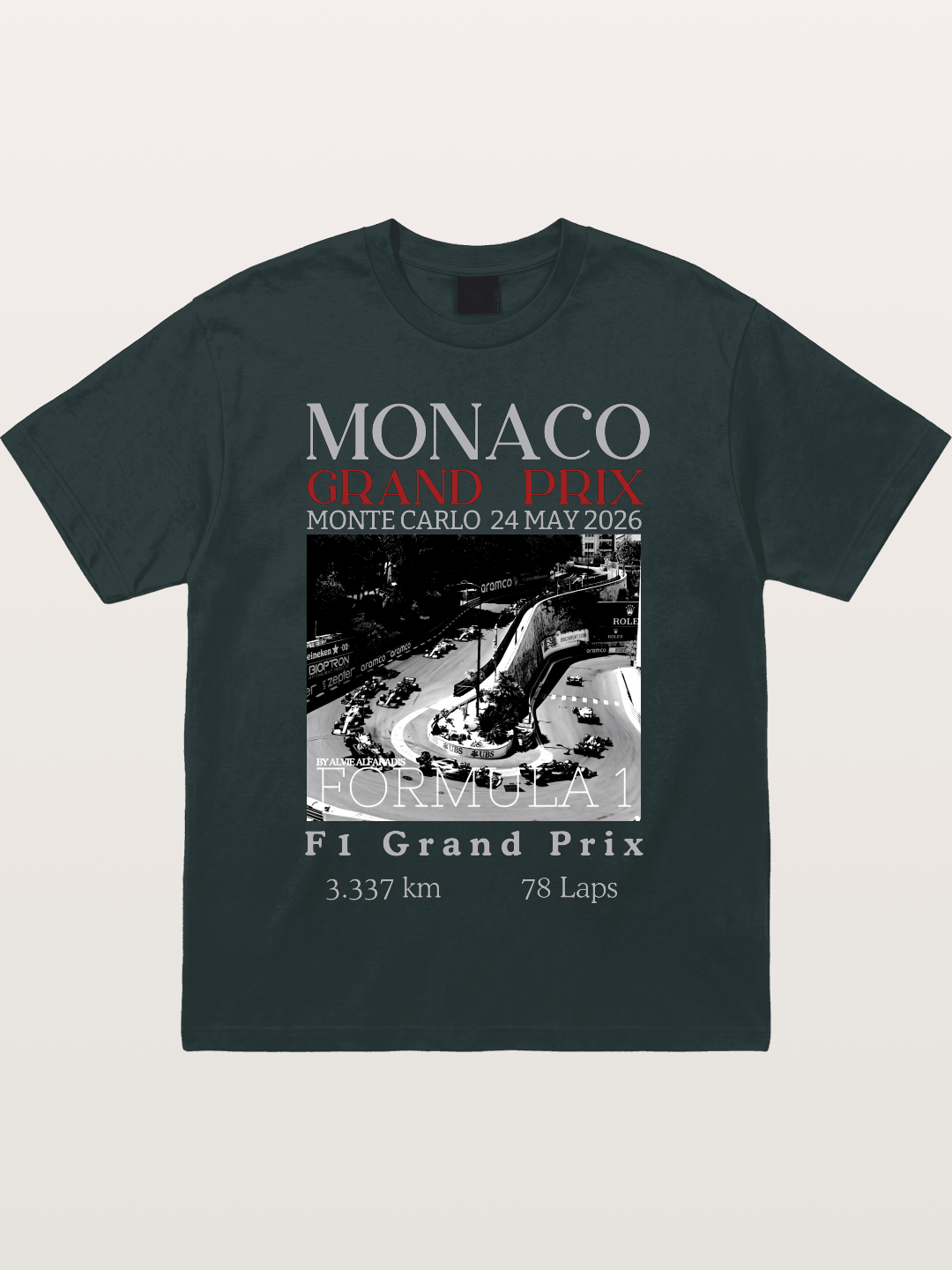 Monaco Grand Prix Black White Aerial Gildan T-shirt