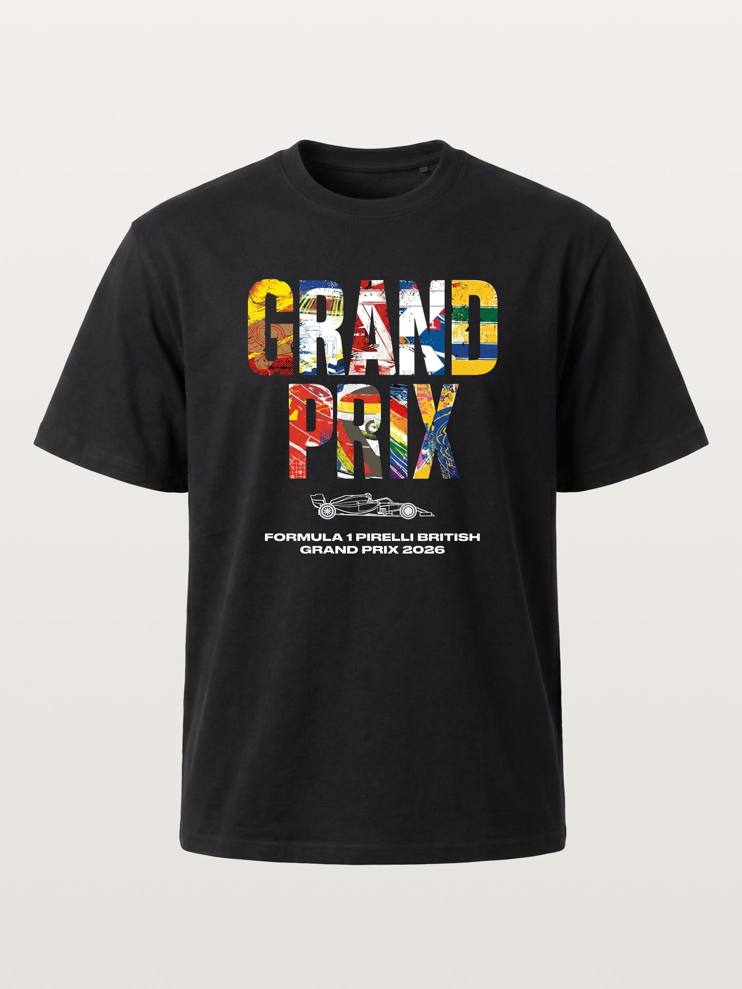 2026 British Grand Prix Multi-Flag Typography Gildan T-shirt