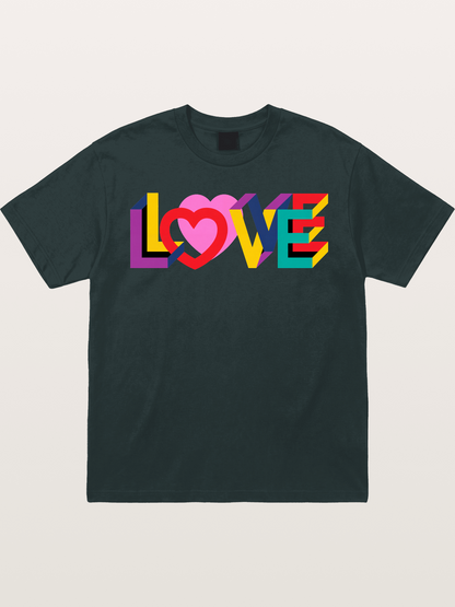 3D Love Typography With Heart Gildan T-shirt