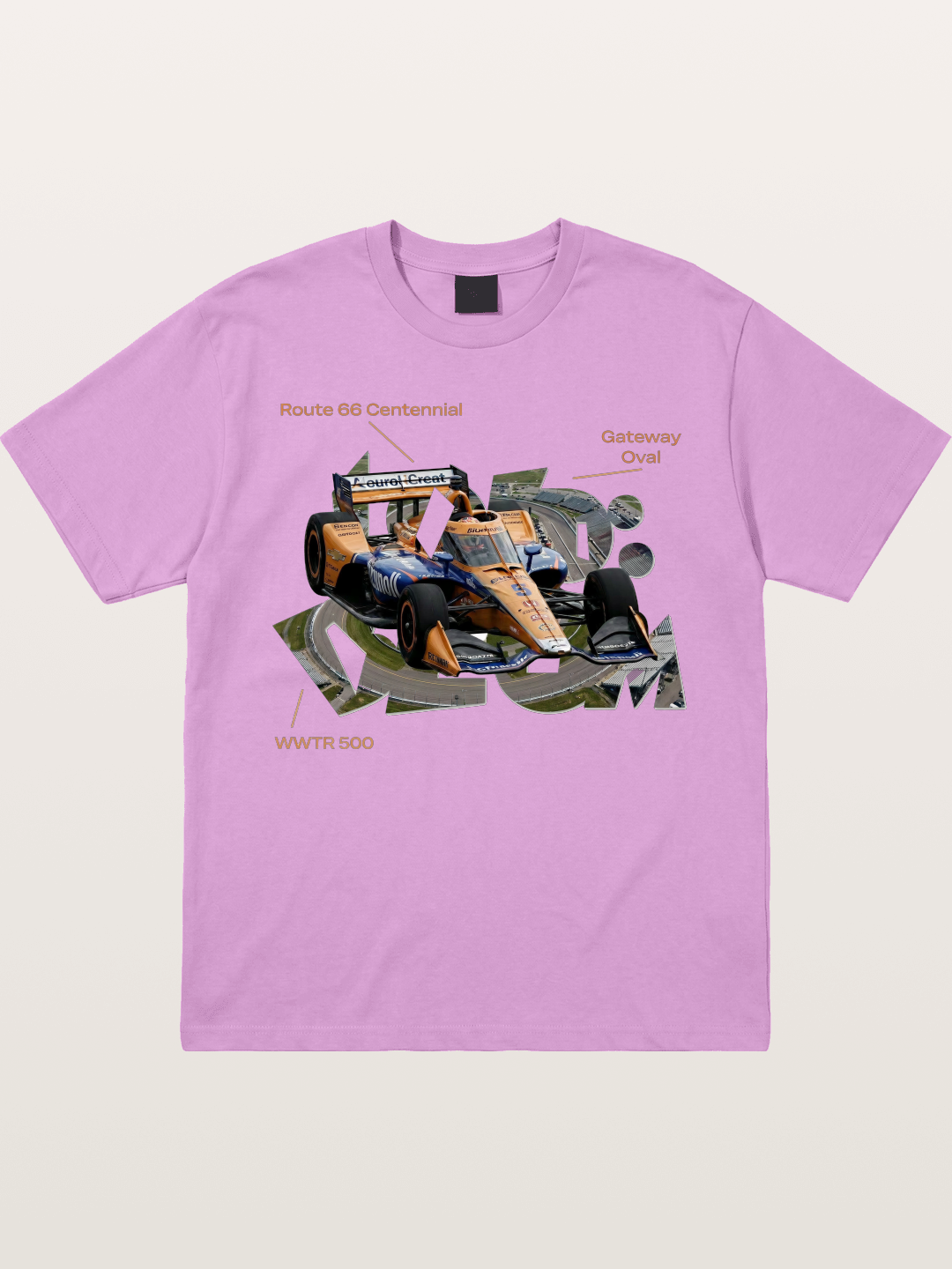 Orange IndyCar Route66 Art Gildan T-shirt